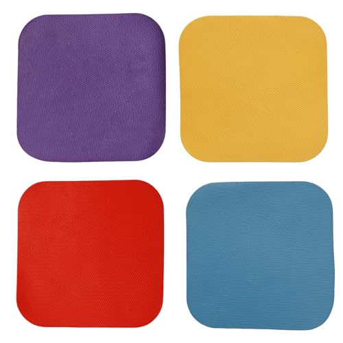YUYUDEHM 4 Pack Rubber Jar Opener Pads, Rubber Jar Opener Gripper Pad, Non Slip Heat Insulation Silicone Square Jar Openers (Yellow/Blue/Red/Purple)