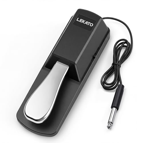 LEKATO Sustain Pedal for Keyboard Universal Sustain Pedal with Polarity Switch 1/4 6.35mm TS Input Plug Fit for Most Electronic Keyboard Digital Piano for Yamaha Casio Roland Korg Behringer Moog