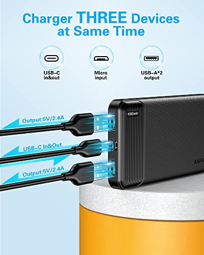 AsperX 2-Pack Power Bank Portable Charger Fast Charging 10000mAh, PowerBank USB C Input and Output, Battery Pack Compatible with iPhone, Samsung, Huawei, iPad, Tablets and More