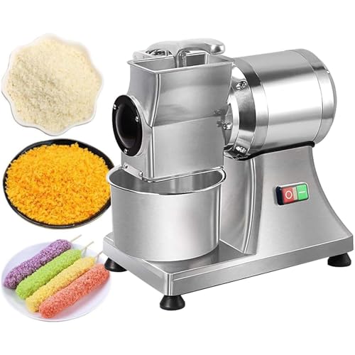 Rallador de Queso eléctrico, triturador de Pan rallado, Molinillo de Ensalada, procesador de Alimentos Comercial con Cubo de Acero Inoxidable, para Queso, Mantequilla, Pan, Salvado