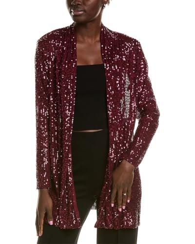Anne Klein Women's Sequin Drape Front Cardigan Jacket