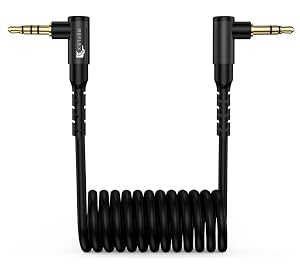 Reflex Camera 3.5mm Coiled TRS to TRRS Lavalier Microphone Cable 70cm – Audio Adapter for Smartphones, Tablets & Laptops, Copper TPE with Aluminium Connectors