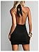 SHENHE Women's Sexy Halter Deep V Plunge Open Back O Ring Chain Ruched Bodycon Mini Dress Black Medium