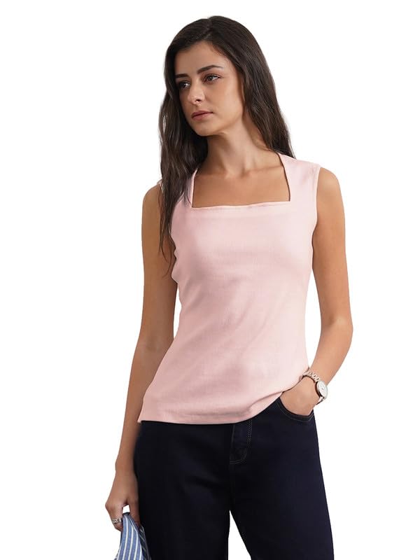 fablestreet Women Cotton Square Neck Tank Top | Sleeveless Solid Everyday Tank Top-picture-43