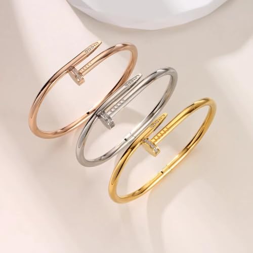Nail Cuff Bracelet for Women & Men Elegant CZ-Studded Open Design, Stylish Gold Jewelry Gift for Fashionable and Elegant Women and Men4