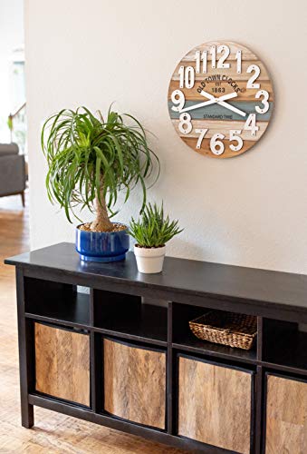 Oldtown Clocks 18" Wooden Multi-Color Maritime Coastal Beach Large Number Wall Clock (Blue, 18 inch) - Image 5