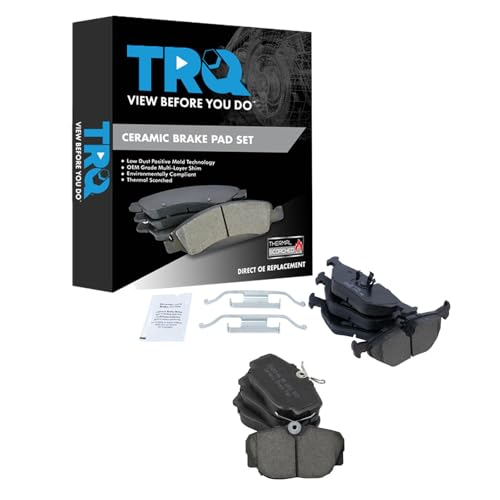 TRQ Front and Rear Brake Pad Set Ceramic Hardware Compatible with 1992 BMW 318is 1987-1991 325is