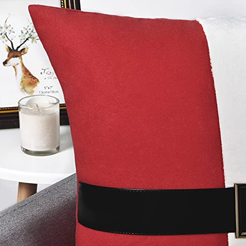 Vertkrea Christmas Pillow Covers, Father Christmas Decorative Throw Pillow Covers, Santa Suit Belt Gold Buckle Pillow Case With Super Soft Flannel For Sofa Bedroom (18X18 Inches, 2 Pack) #TOP1