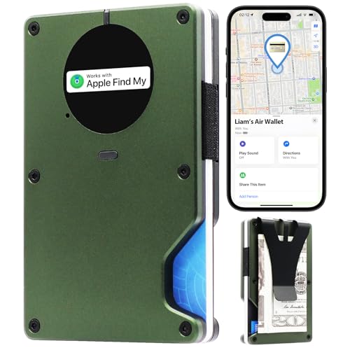 Air Wallet for Men with Built-in AirTag Chip, Works with Apple Find My (iOS Only), Track Your Wallet, Slim Minimalist Wallet for Men, RFID men's wallet, Credit Card Holder (Army Green)