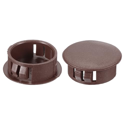 Image of PATIKIL 20Pcs 1 inch Hole Plugs, 1 inch /25mm Plastic Hole Plugs, 20Pcs Flush Type Round Hole Plugs Cover Snap in Locking Hole Tube for Table Kitchen Cabinet Furniture, Dark Brown