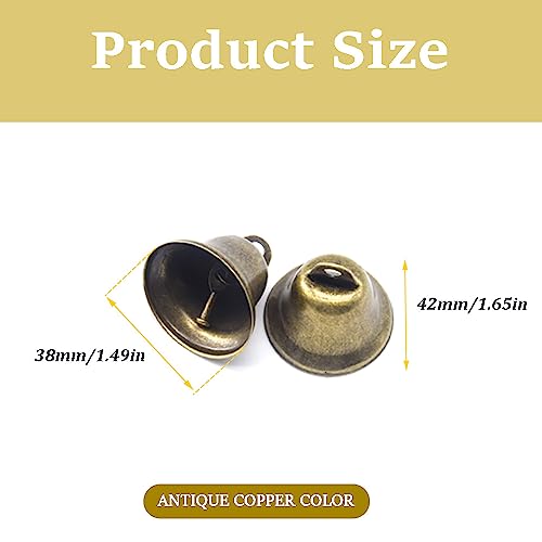 CEEYSEE 36 Stück Vintage Mini Bronze Small Bells (42 X 38mm) für Hochzeiten, Türen, Hundetürklingeln und Toilettentraining, Schmuck, Nähen, Weihnachten Halloween Dekoration Glocken