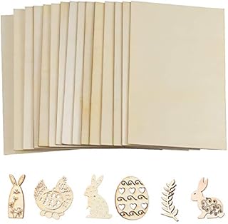 15Pcs Thin Balsawood, Wood Sheets, Model Craft DIY, Unfinished Wood Squares, Blank Natural Slices, Wood Board for DIY Crafts Painting Tiles Coasters Pyrography Decorations (150*100*2mm)