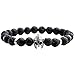 Jovivi 4pcs Men Women 8mm Mix-Style Silver Plated Natural Black Lava Rock Stone Energy Beads Stretch Diffuser Bracelets