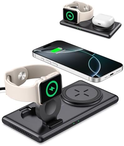 Station De Charge 3 En 1 Pour IPhone, Apple Watch Et AirPods - Support De Recharge Sans Fil Avec Veilleuse - Blanc
