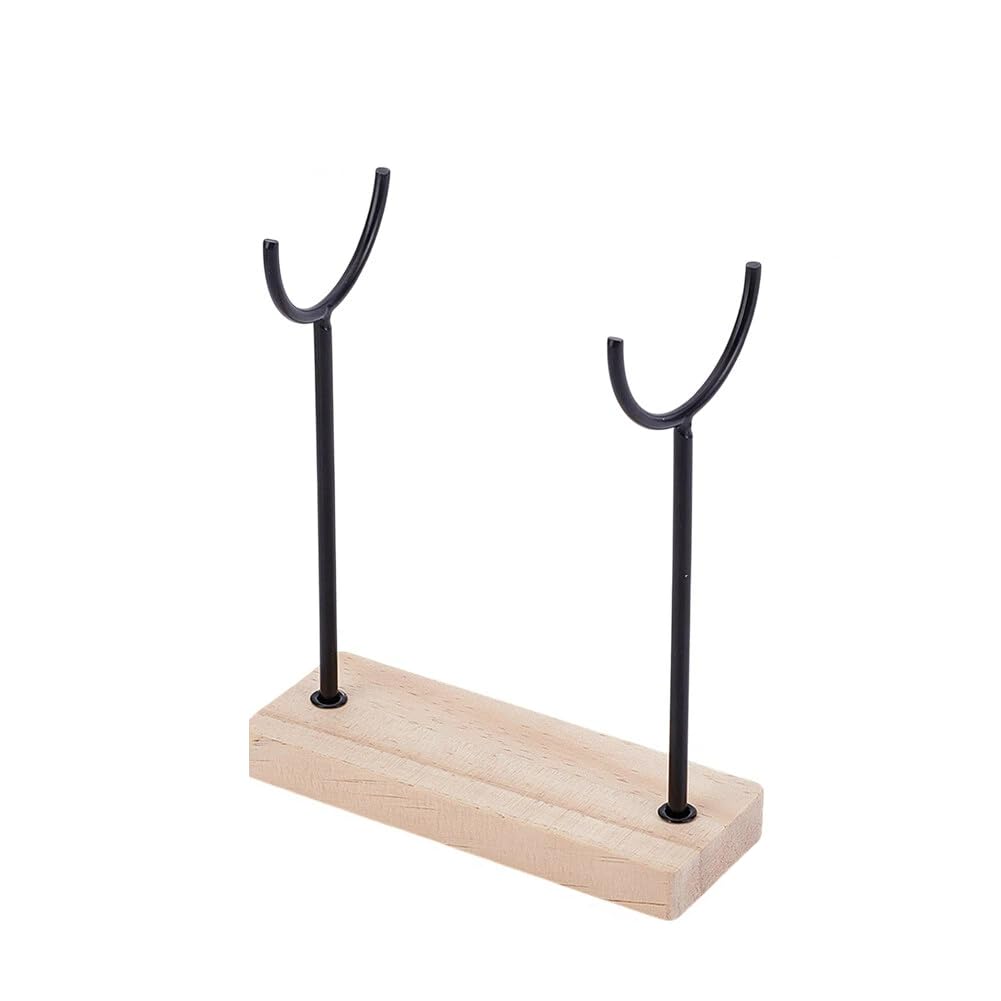 Présentoir en pierre de cristal AHANDMAKER avec base en bois amovible pour bagues et colliers