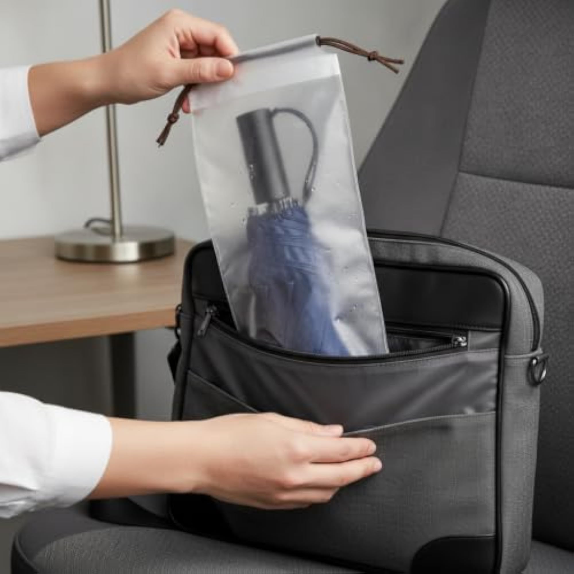Waterproof Drawstring Umbrella Storage Bag with Carrying Strap