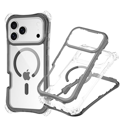 Coque iPhone 17 magnétique transparente avec sangle pour éviter les chutes