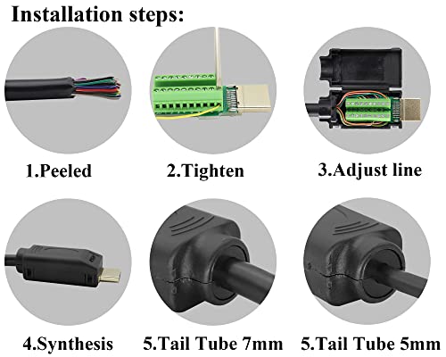 zdyCGTime HDMI Solderless Screw Wiring Terminal Adapter HDMI Male to 20-pin/way Female Solderless Terminal Breakout Board Connector Signal Module with Housing.(2Pack/Male) - Image 4