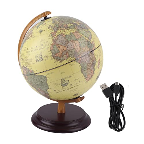 Globo terráqueo 3D antiguo grande de 25 cm, juguete educativo y decoración de mesa, material escolar ideal y herramienta de enseñanza, pequeño globo retro (metal)