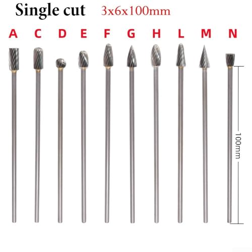 Set de 10 fresas rotativas de carburo sólido 3x6x100 mm miniatura 2