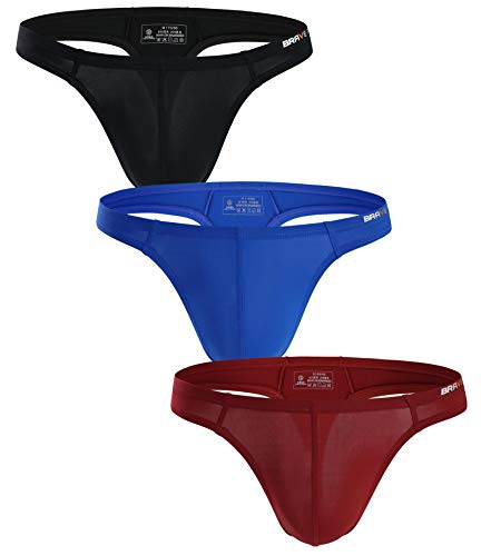 Contracted Thong Shapewear G-string For Men Sexy Underwear T-back B1143 (S / 26 inch, Black/DarkBlue/WineRed)