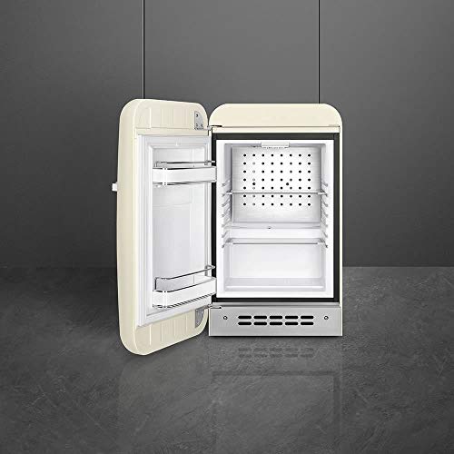 Image of Smeg FAB5 Retro Mini Fridge - 50s Style Compact Small Refrigerator, 1.2 cu ft, Automatic Defrost, LED Lighting, Adjustable Shelves- Made in Italy - Perfect for Home, Dorm, Office, Hotel -Cream