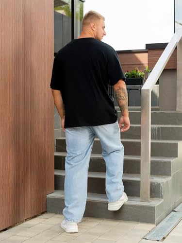 Image of LEOTUDE Casual Half Sleeve Cottonblend Printed Round Neck Drop Shoulder Oversized Tshirt for Man (Color Brown)