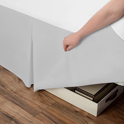 AmigoZone Plain Cotton Percale Platform Base Valance Pleated (Silver, Double) - Image 3