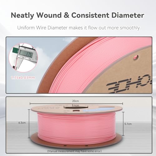Image of 3DHoJor PLA Pro (Plus) Filament 1.75mm, 3D Printer Filament, Cardboard Spool 3D Printing Filament, Dimensional Accuracy + /- 0.03 mm,Soft Pink, 1kg