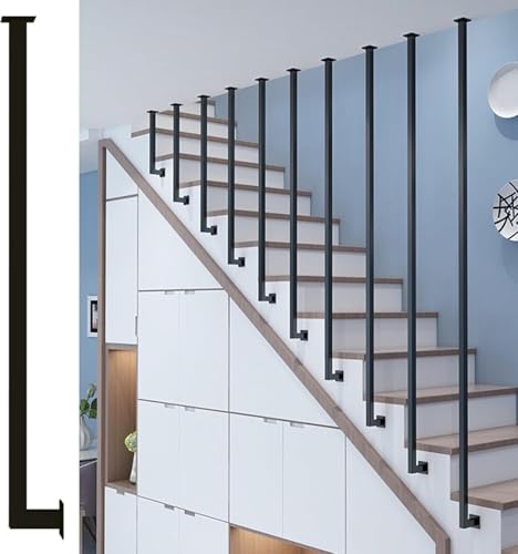 Garde-Corps Escalier Noir 145cm : Balustres Carrés pour Sécurité de Terrasse - 2