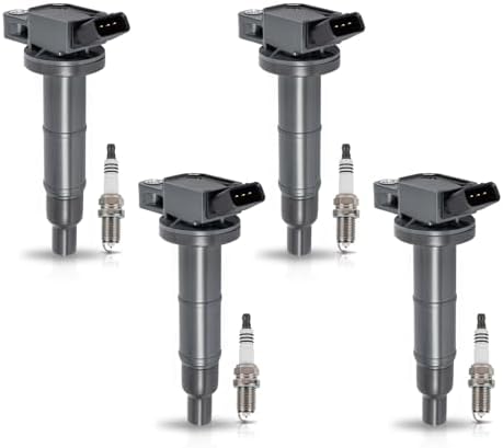 ENA Pack of 4 UF333 Ignition Coil 7092 Spark Plug 2.4 L4 Compatible with Toyota Camry Corolla Highlander Matrix RAV4 Solara HS250h tC xB 2001 2002 2003 2004 2005 2006 2007 2008 2009 2010 2011 2012
