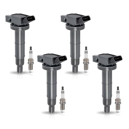 ENA Pack of 4 UF333 Ignition Coil 7092 Spark Plug 2.4 L4 Compatible with Toyota Camry Corolla Highlander Matrix RAV4 Solara HS250h tC xB 2001 2002 2003 2004 2005 2006 2007 2008 2009 2010 2011 2012