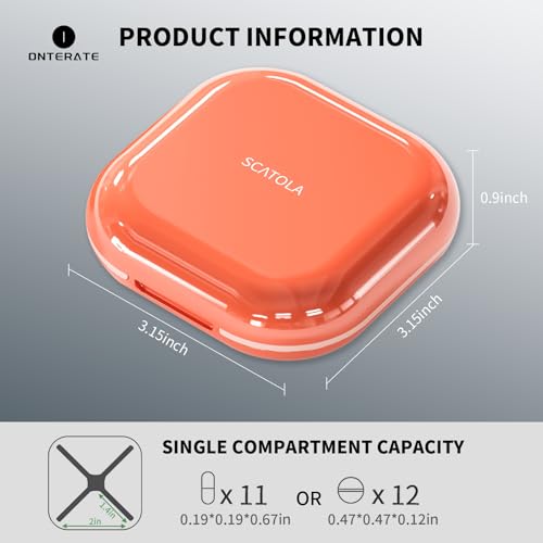 Image of ONTERATE Small Pill Case, Travel Pill Box with 4 Compartments, Pink
