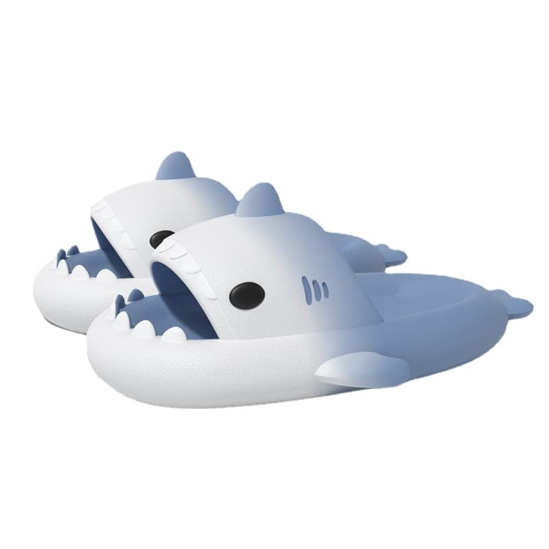 Summer Cute Shark Boys Girl Slippers，Shower Anti-Slip Novelty Open Toe Slides Lightweight Sole Sandals Casual Beach Shoes (6,White blue,6)