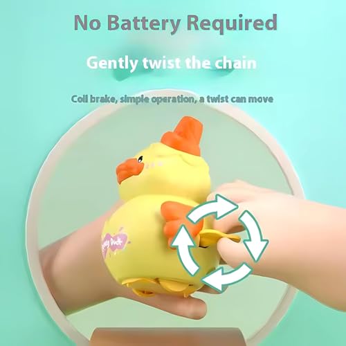 Image of Crackles Wind-Up Duck - Mini Clockwork Animal that Walks and Flaps Wings - No Battery Cute Baby Toy, Return Gift, Crawling Toy for Toddlers & Kids Mini Car - Multicolor - Pack of 2