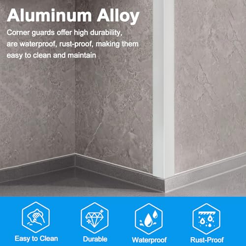Image of 4Pack Aluminum Metal Corner Protector, 45″x 2″ Peel and Stick L Molding Corner Guards with 90 Angle, for Wall Door Frame Cabinet Furniture Baseboard Protection and Decoration (Silver)
