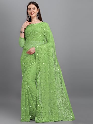 Image of LOROFY Women's Brasso Net Saree With Blouse