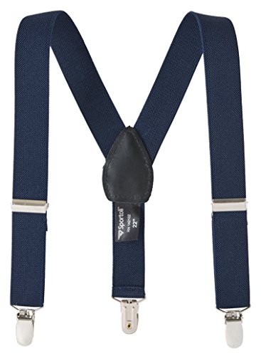 Suspenders for kids Baby Adjustable Elastic Solid, Striped, and Polka Dot Suspenders - Navy (26 Inch)