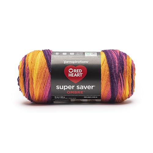 Image of Red Heart Super Saver Ombre Sunset Yarn - 2 Pack of 283g /10oz - 100% Acrylic - #4 Worsted (Medium) - 482 Yards - Knitting /Crochet