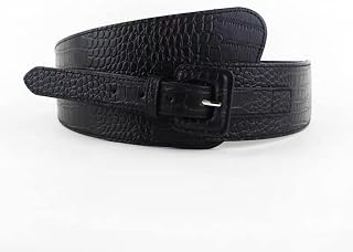 Waist Belt for Women Ladies Belt Ladies PU Leather Fashion Hook Thick Buckle Wide Waist Chic Elastic Stretch Band Vintage Wrap-Black