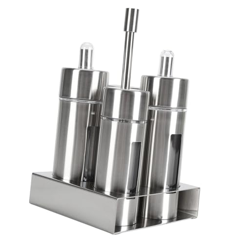 EMUKOEP Spargispezie in acciaio inox 304 con finestra a vista, pepiera per ristorante, casa, sale barbecue (4 teste)