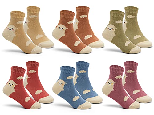 Boys Cotton Crew Socks Kids Seamless Dress Cartoon Socks for Boys 6 Pairs