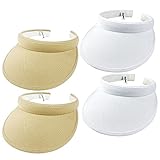 4 Pack Sun Visor Hats Women Men Clip On Visors Hat Wide Brim Visor Cap Sports Golf Beach Travel Tenn