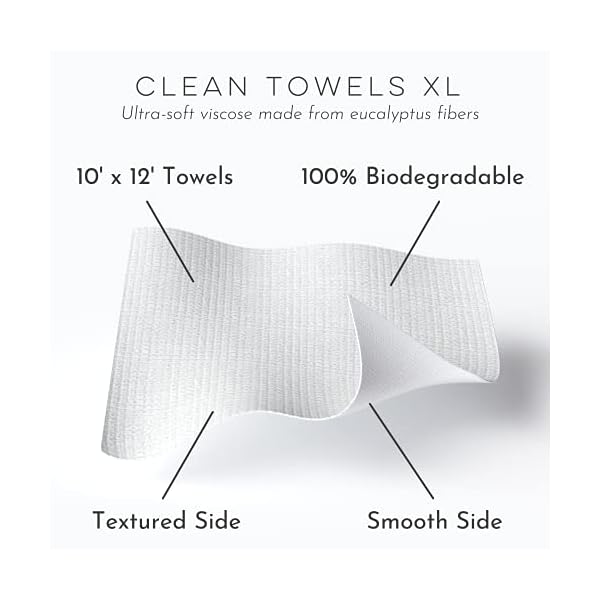 Clean-Skin-Club-Clean-Towels-XL-Worlds-1ST-Biodegradable-Face-Towel-Disposable-Makeup-Removing-Wipes-Dermatology-Tested-Approved-100-Organic-Cruelty-Free-Super-Soft-for-Sensitive-Skin-50-Count-Single- Clean Skin Club Clean Towels XLâ¢, 100% USDA Biobased Face Towel, Disposable Face Towelette, Makeup Remover Dry Wipes, Ultra Soft, 50 Ct, 1 Pack