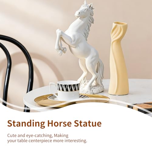 Sculpture de cheval en résine blanche, idée cadeau pour bureau et maison - 4