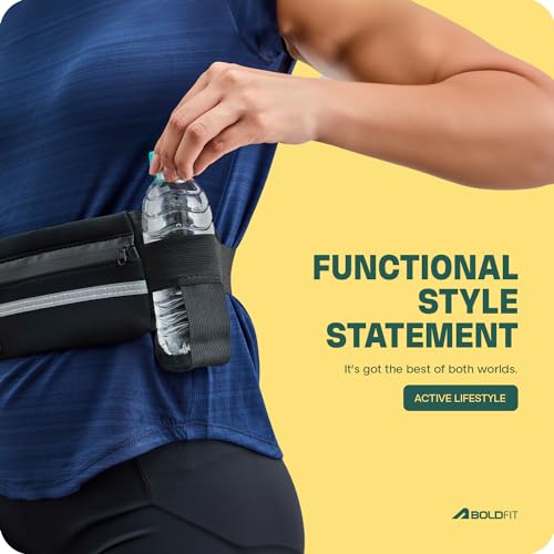 Boldfit Running Waist Bag for Men Fanny Pack for Women Running Fanny Pack for Men Running Belt Waist Bag for Women Slim Waist Pouch for Men Waist Bag for Boys Waist Bags for Girls Fanny Bag - Black 4 4197PnLitrL