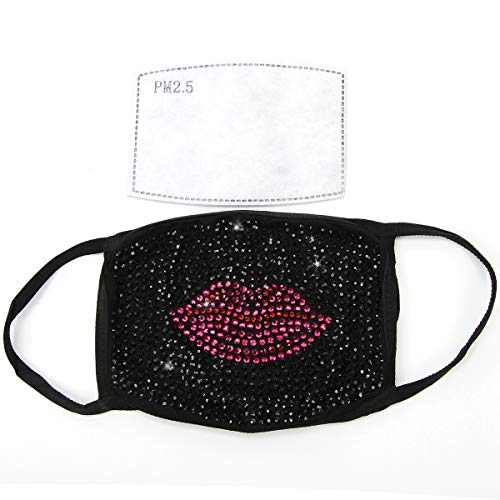 WONDERMOLLY-Rhinestone Masquerade Mask for Women | Glitter Fashion Face Masks for Women | Bling Face Mask for Women | Rhinestone Face Mask with Lips Designer Face Mask for Women | Bling Mask for Women