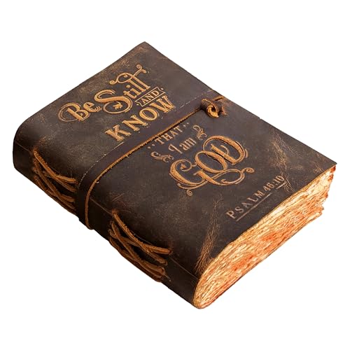 LEATHER VILLAGE Vintage Leather Journal with Psalm 46:10 Bible Ve...