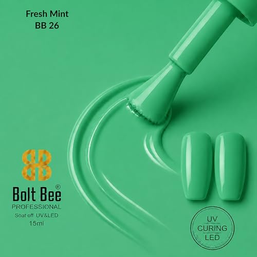 Image of Bolt Bee Fresh Mint Color Gel Nail Polish Soak Off UV Gel DIY at Home 15ML Manicure Salon Nail Art