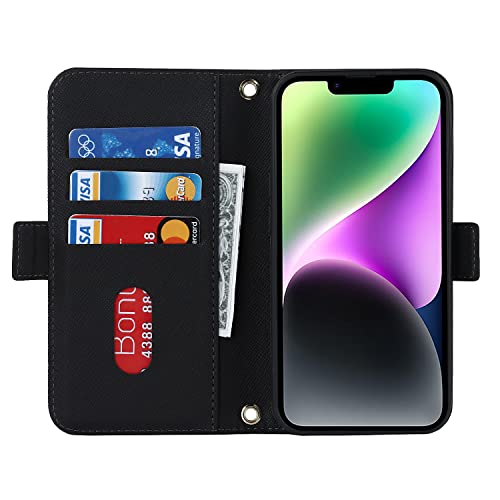 iPhone14ケース / iPhone14 ケース 手帳型 ショルダー 鏡付きケース 鏡ケース ミラー mirror 鏡 レディース 女性 鏡付き ミラーケース ショルダーケース クロスボディ アイホン iPhone 14 ケース 手帳型 カバー アイホン14 アイフォン14 アイフォン 14 ケース iPhone14手帳ケース 適用 case 【iCoverCase】 ストラップホール付き 留め具 カード収納 バッグ スタンド ミラー付き 化粧鏡 かがみ 鏡 ストラップ マグネット 肩がけ 首掛け 斜め掛け カードケース ストラップ付き カバー カード入れ スマホケース 携帯カバー ブラック